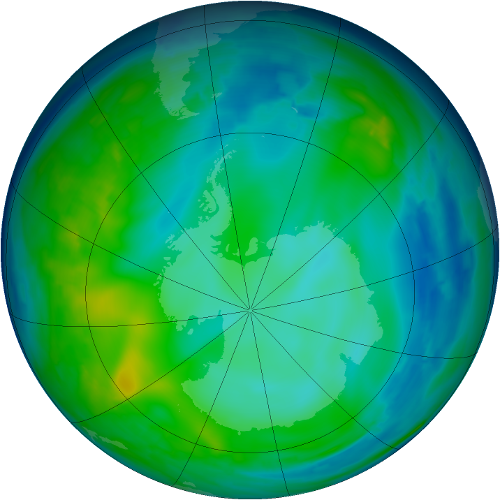 Antarctic ozone map for 04 June 2008